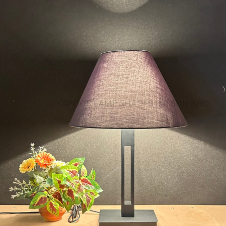 CUSTOM MADE HEAVY STEEL TABLE LAMP COMPLETE WITH CUSTOM MADE LAMP SHADE