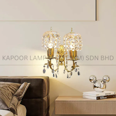 Elegant Indian Double Arm Crystal Wall Light